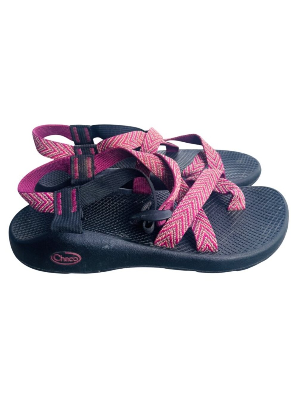 Chaco Z/1 Classic Womens Size 10 Sandals Pink Chevron Adjustable Straps Hiking